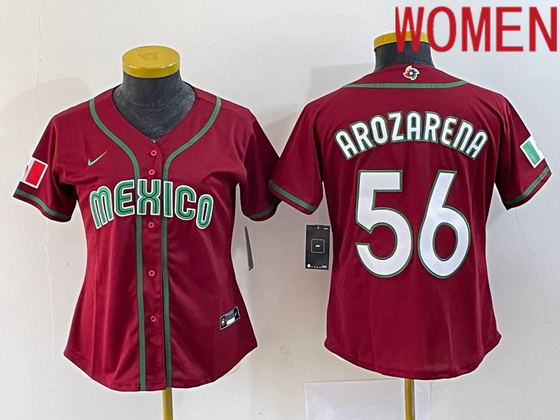 Women 2023 World Cub Mexico #56 Arozarena Red Nike MLB Jersey10